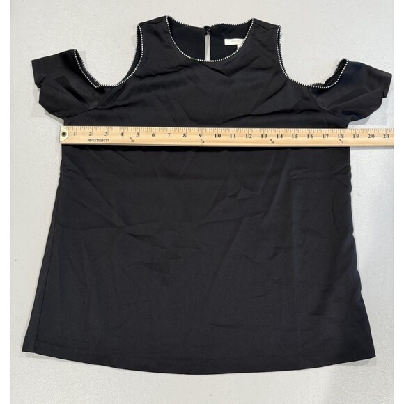 Cooper & Ella Top Womens Small Black Cut Out Cold Shoulder Workwear Old Money - Picture 5 of 5